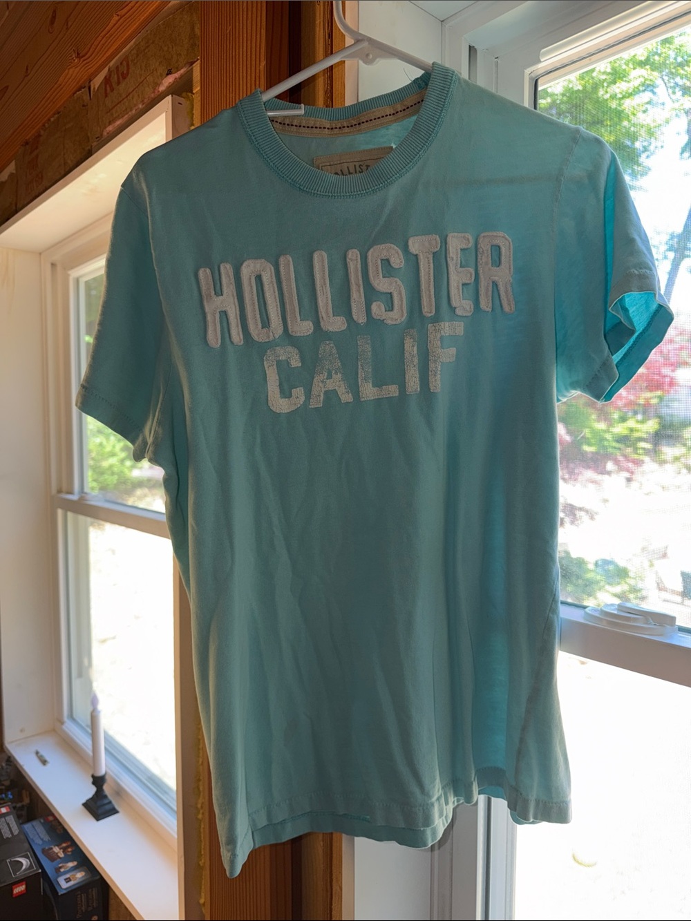 Hollister Aqua Crewneck Logo Tee- vintage Y2K sz M